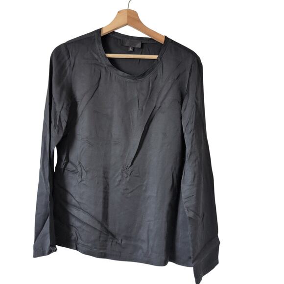 Nili Lotan Tops - Nili Lotan Black Long Sleeve‎ Silky Rayon Top - Size Small - Minimalist Timeless